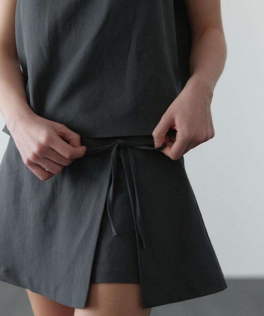 Okuka Linen Skirt Shorts - Charcoal