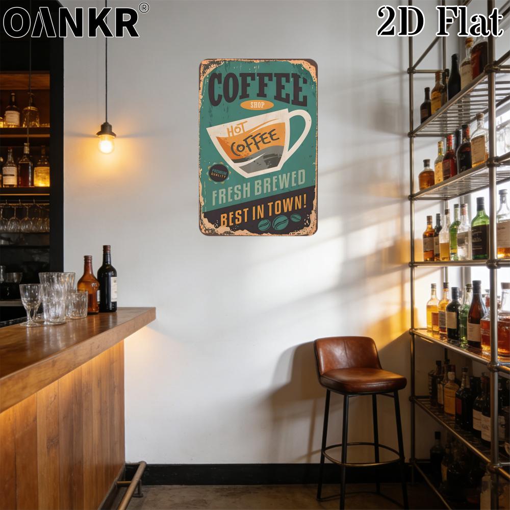 Funny Coffee Bar Decor Metal Tin Sign Coffee Hot Fresh Brewed Best Metal Signs for Bar Art Wall Decor Plaque Accessories 20x30cm（7.8x11.8inch）