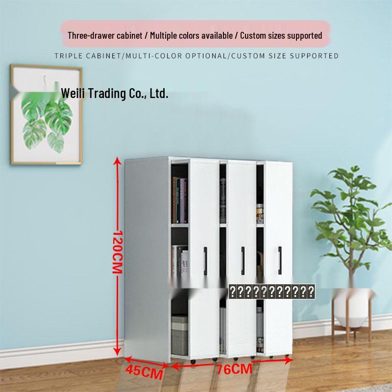 Mobile Dustproof Bookshelf: Sliding, Wheel-Equipped, Drawer-Type Storage Cabinet