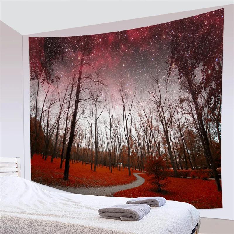 Forest Pathway in the Misty Mountain Tapestry Wall Hanging Art Nature Landscape Tapestries Home Decor for Living Room Bedroom