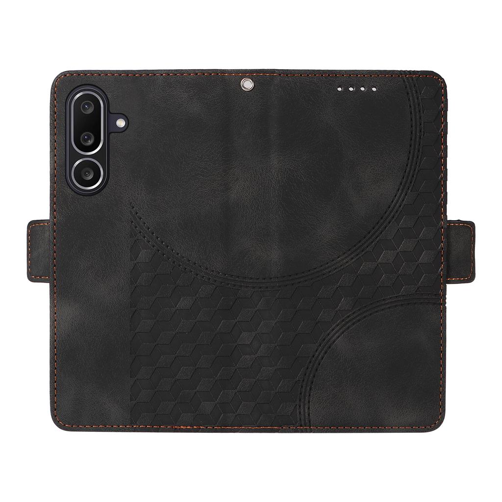 For Samsung Galaxy M56 5G Leather Cases Wallet Rhombus Imprinted Phone Cover Stand with Strap