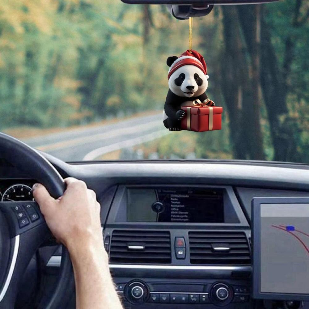 Cute Car Panda Pendants Cartoon Xmas Hanging Ornament Fashion Christmas Panda Ornament  New Years