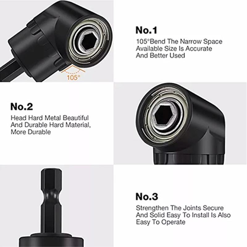 105 Degree Angle Socket Adapter 1/4 inch Extension Hex Drill Bit Adjustable Screwdriver Holder Slotted Phillips Power Hand Tools