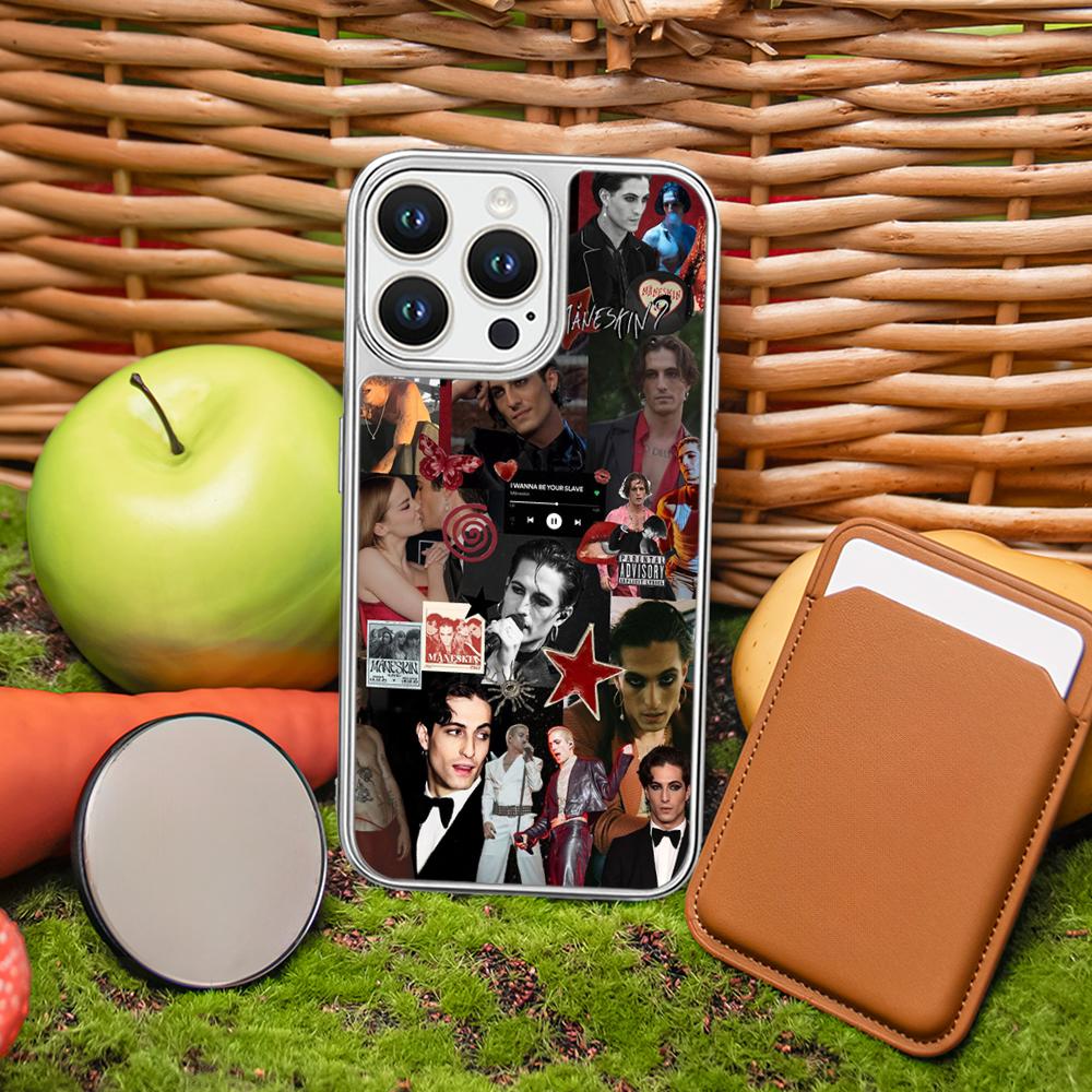 ManeS-skinS Hip Hop Design Phone Case for iPhone 16 15 14 13 12 11 Pro Max Sheepskin Silver-edged Protective Case