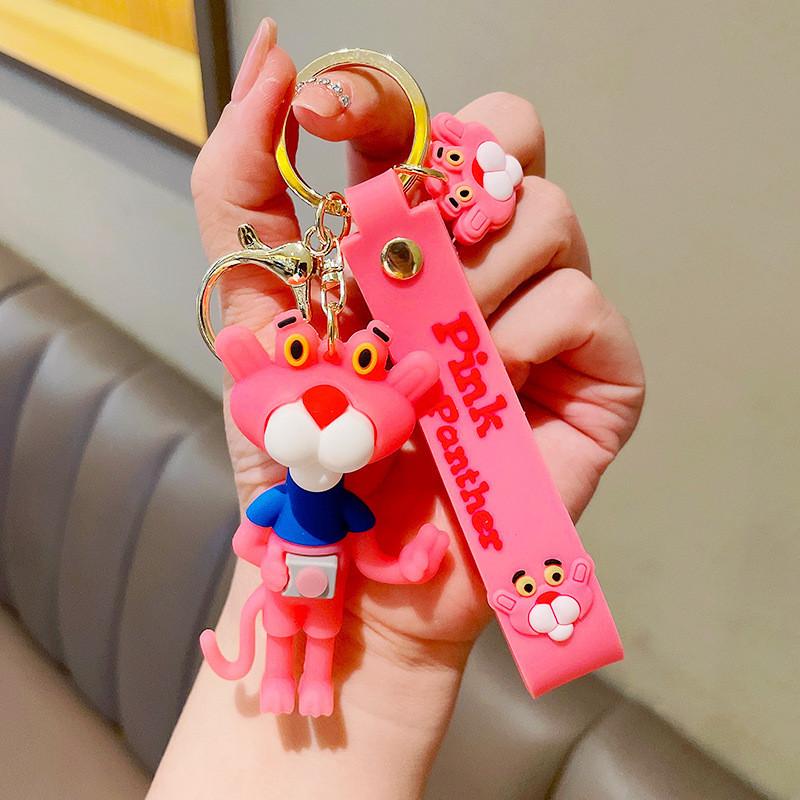 Pink Panther Keychain Cartoon Style For Cars Bags And Creative Gifts Student