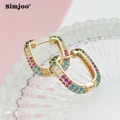 SIMJOO Proste Kreatywne Modne Miedziane Kolczyki z Cyrkoniami Mikro-inkrustowanymi dla Kobiet