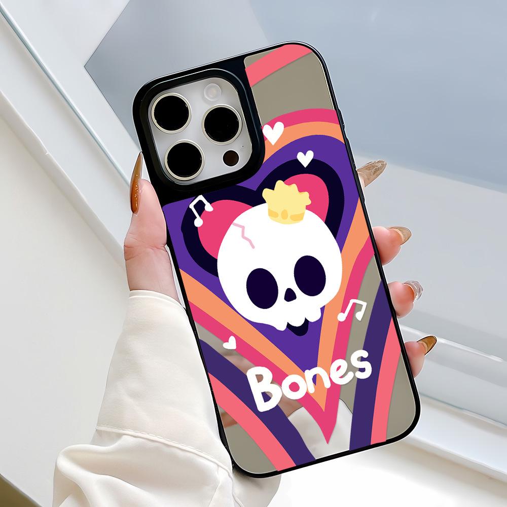 

Halloween Skeleton Mirror Phone Case for Apple 17 Pro Max/16 Pro/15/14 Large Hole/13 Apple 13 Pro