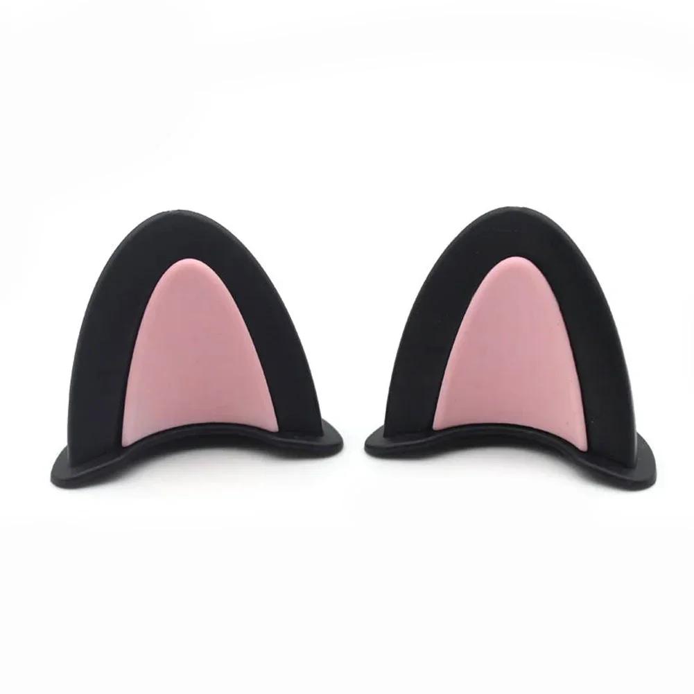 2pcs Cute Motorcycle Helmet Cat Ears Electric Car Motocross Stickers Driving Styling Universal Helmet Decoration Accessories