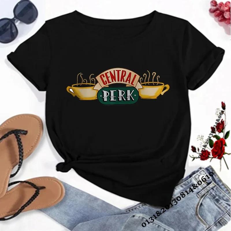 

Central Coffee Shop Friends TV Series Pattern Embroidery Cotton Tshirt Summer Unisexs and Womens Street Casual Wear S