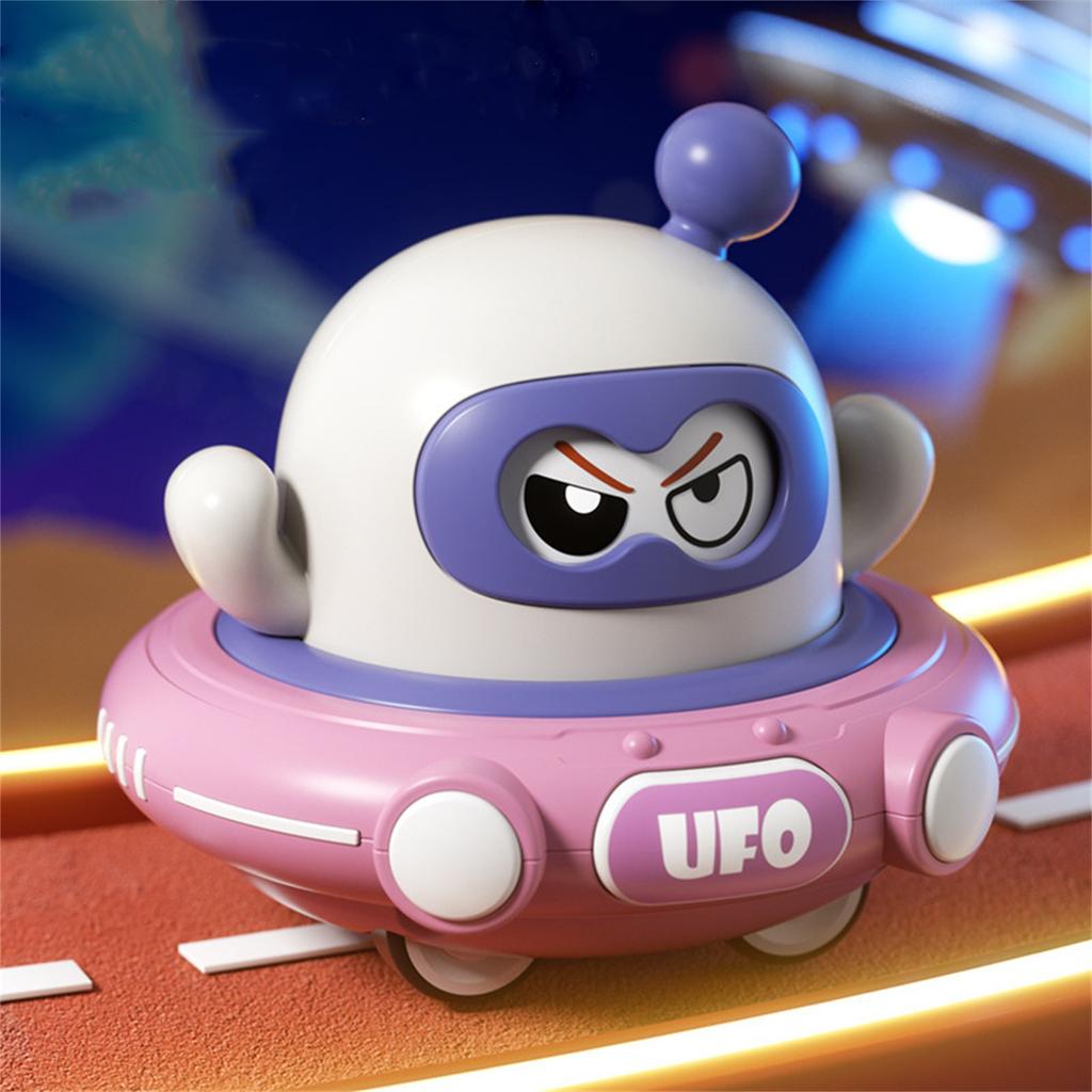 Cartoon-style Double-pull Back Space Saucer Toy, No Batteries Required, Just Pull And Release, Fun Face-changing Saucer Toy