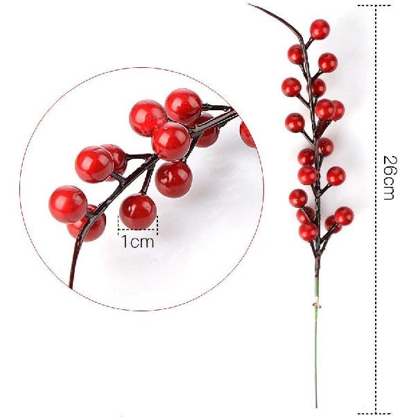 Artificial Red Berries, 10.24 Inch Artificial Berry Stems Holly Christmas Berries for Festival Holiday Crafts and Home Decor, Pack of 20