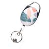 1pc Zinc Alloy Oval Matte Retractable Pull Badge Reel Heavy Duty ID Card Reel Key Ring Outdoor Keychain Clip