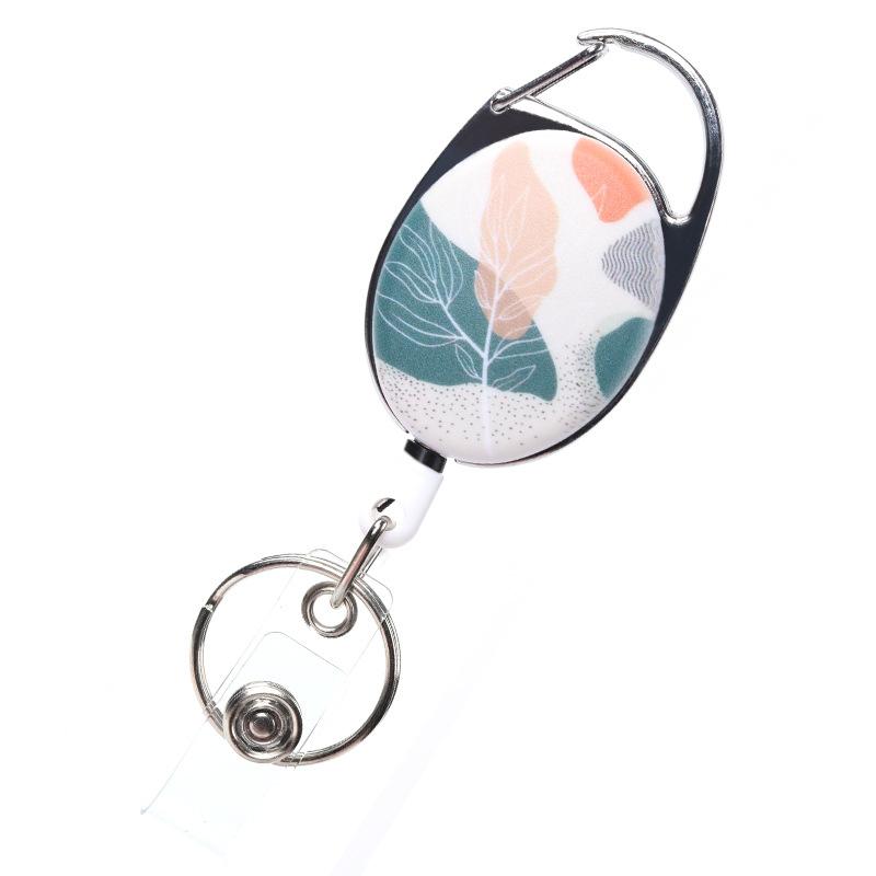 1pc Zinc Alloy Oval Matte Retractable Pull Badge Reel Heavy Duty ID Card Reel Key Ring Outdoor Keychain Clip