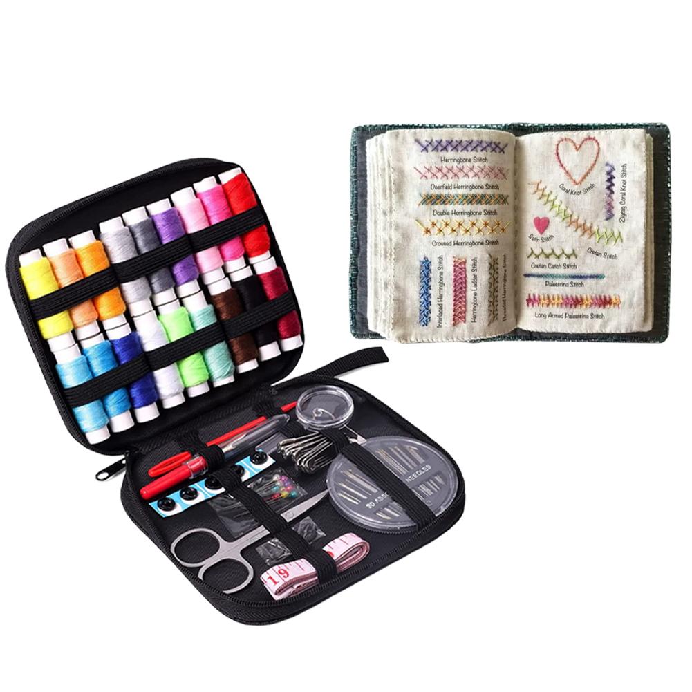 Linen Needlework Book Embroidery Stitch Guide DIY Craft Kit 86 Tools with Threads Portable Sewing Technique Book Accessories