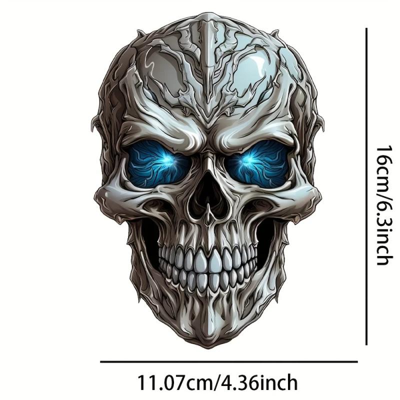 1 Piece Motorbike Fuel Tank Fairing Waterproof Sunscreen Skeleton Motocross Decoration Mechanical Skull Motorcycle Stickers