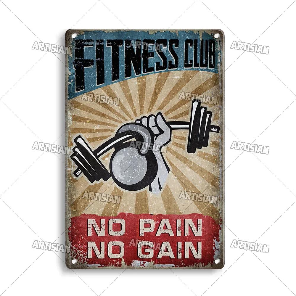 Old Man Gym Club Inspirational Phrase Art Painting Wall Plate Decor Vintage Tin Sign Fitness Garage Room Decoration Metal Signs