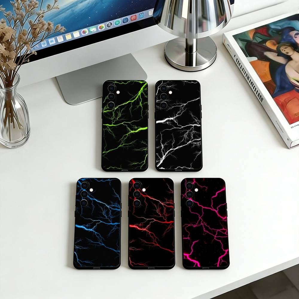 Lightning Texture Phone Case For Samsung Galaxy A73,A72,A71,A70,A53,A52,A51,Soft Silicone Black Cover