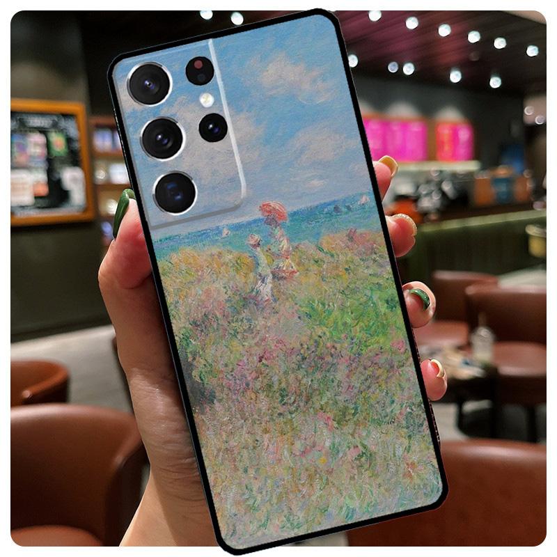 Claude Monet Garden Lotus Phone Case For Samsung Galaxy S25 S24 S23 S22 S21 S20 Ultra S9 S10 Plus S25 FE S24 FE Cover