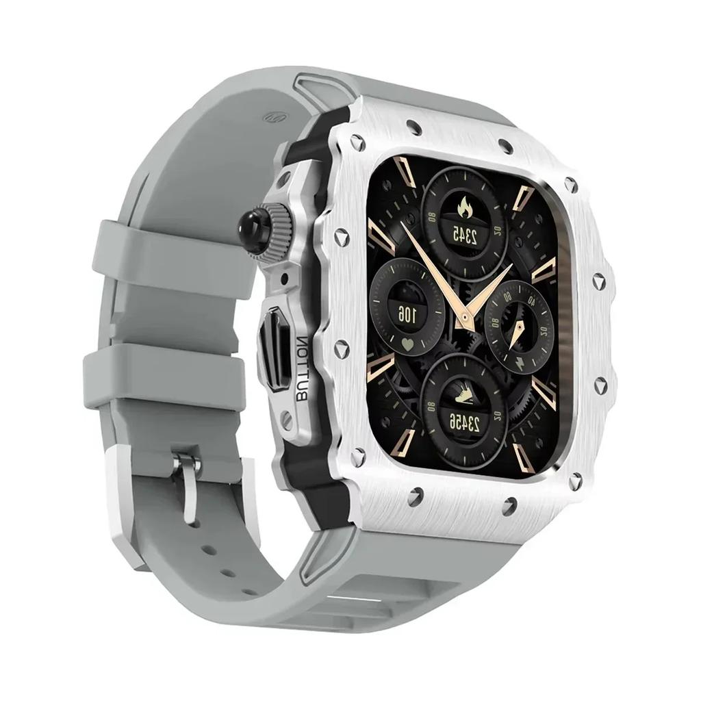 Luxus Metallgehäuse Mod Kit Für Apple Watch S11 10 46MM Edelstahlgehäuse +Silikonband für IWatch Serie 9 8 7 6 5 44mm 45mm