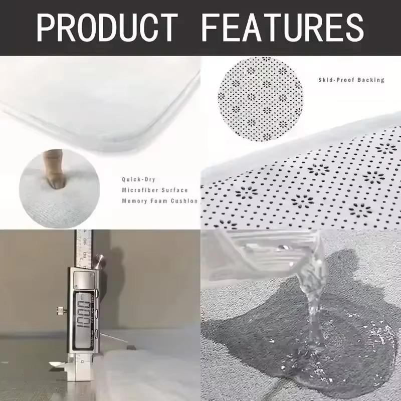 New Flannel Floor Mats Kitchen Absorbent Mat Bathroom Door Rugs Non Slip Foot Rug Living Room Quick Drying and Washable Carpets