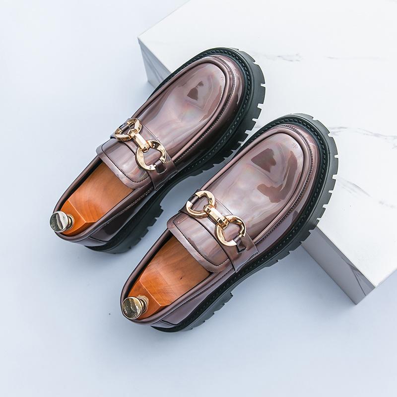 

Мужские туфли из кожи с большой головкой для внешней торговли, корейская версия, деловые, британские, повседневные мужские туфли, лоферы на толстой подошве для молодежи, формальные 46