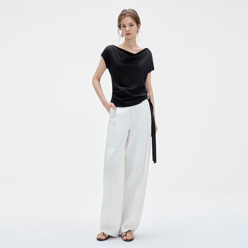 ELLE Slim Fit Drape Neck Short Sleeve T-Shirt