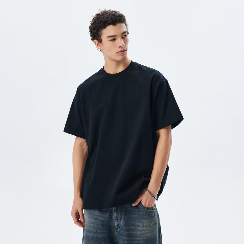 CHINISM Men s Heavyweight Cotton Loose Fit Crew Neck T-Shirt L