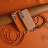 For Samsung Galaxy A34 5G Case with Lanyard Genuine Cow Leather PC Phone Back Cover