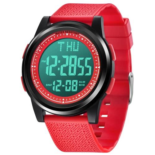 Men's Digital Sports Watch, Ultra-Thin, Simple Design, Unisex, Waterproof, Multi-Function, Date/Day/Alarm/Stopwatch, LED Light, Time Zone Switching, S