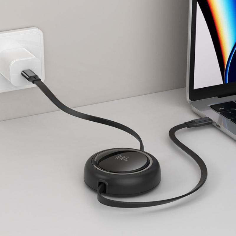 1Pcs Retractable Usb C To Usbc Data Cord 1M 100W Fast Charging Type C Cable For Phone 15 Pro Max 15Plus
