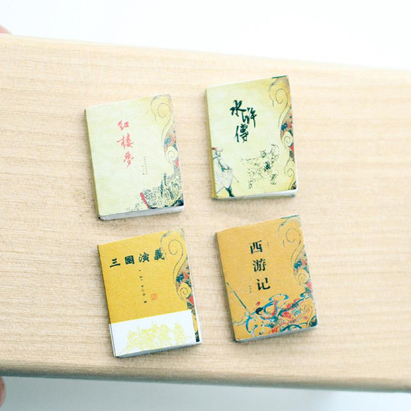 

4 шт./набор мини-книга «Четыре великих классических романа», модель для кукольного домика, аксессуары для кабинета, украшения, миниатюрные предметы для кукольного домика as the picture