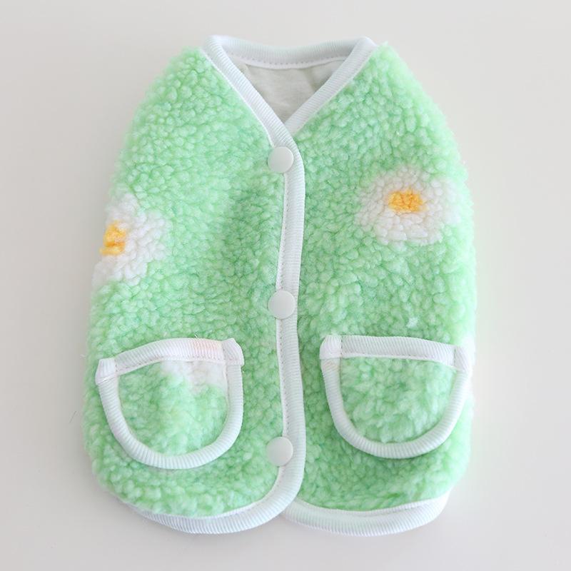 

Осенне-зимний жилет из овечьей шерсти с цветами, плюшевый мишка, одежда для собак и кошек, одежда для собак маленьких собак, куртка для щенков XL