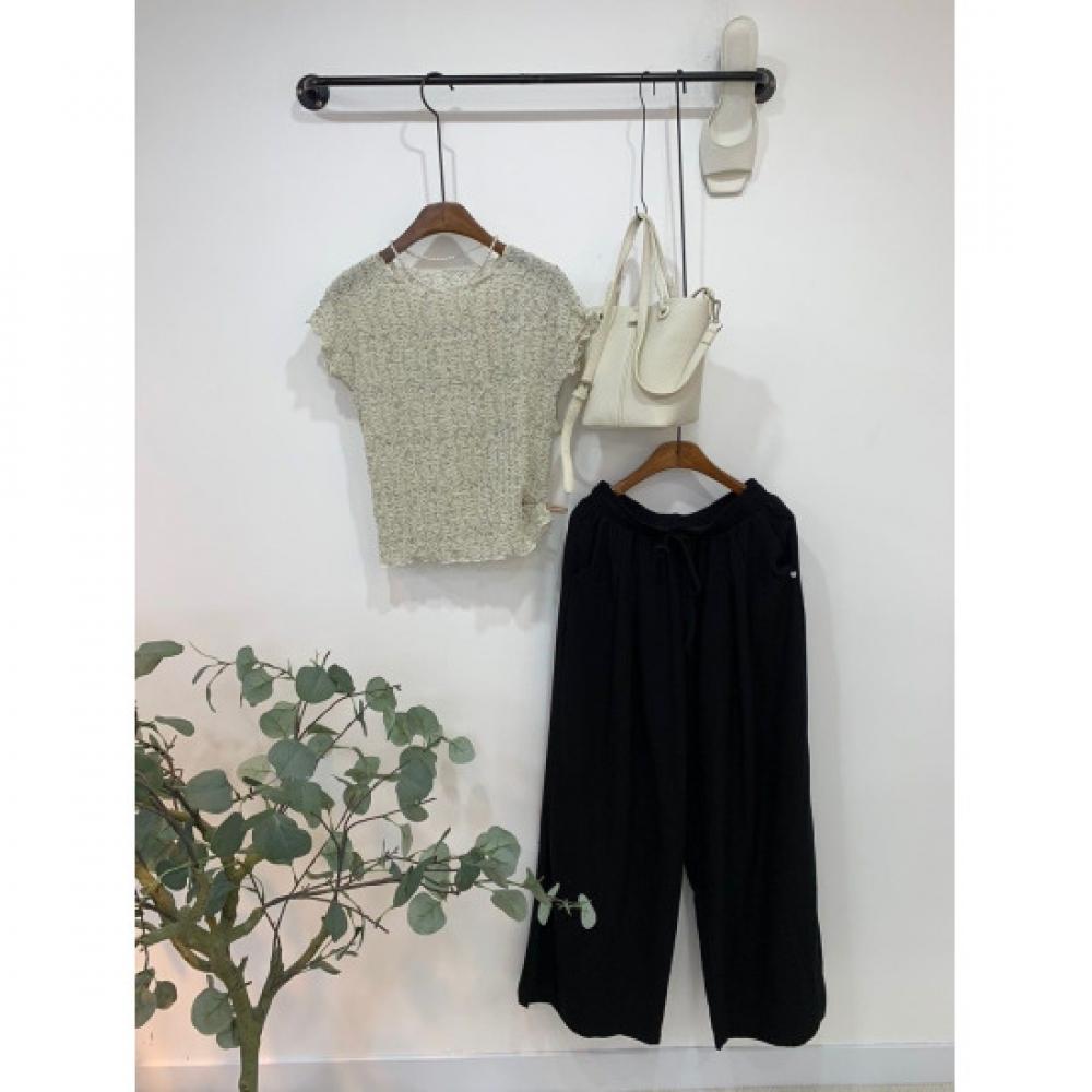 C S In The Room  Free  SCrew Pendant pIntuCk bandIng Wide pantS 3Color