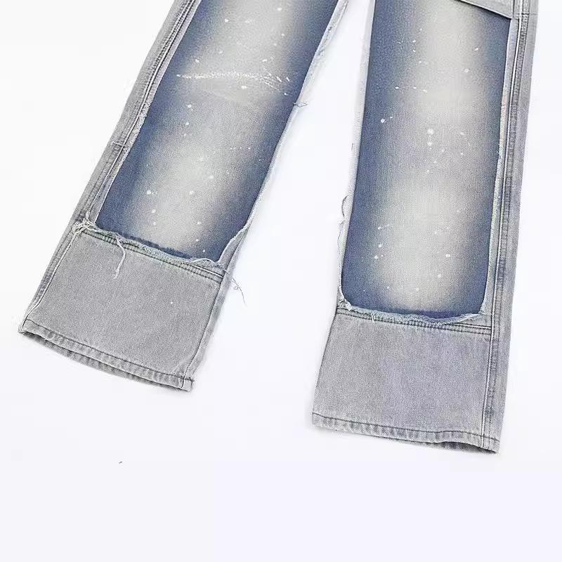 American High Street Patchwork Destroyed Gradient Jeans