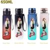 650ML Demon Slayer Water Bottle Anime Cartoon Characters Drinking Cup Portable Outdoor Sports Plastic Leak-proof Water Bottle