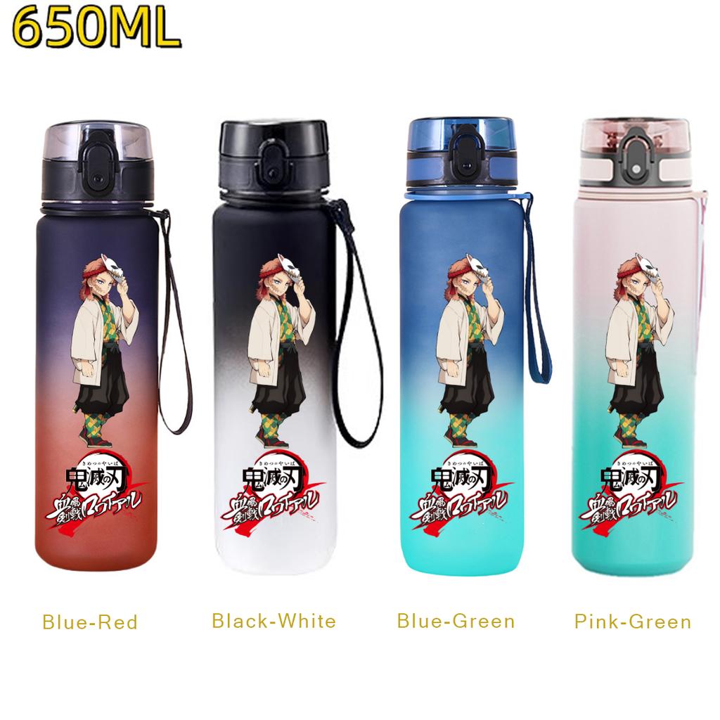 650ML Demon Slayer Water Bottle Anime Cartoon Characters Drinking Cup Portable Outdoor Sports Plastic Leak-proof Water Bottle