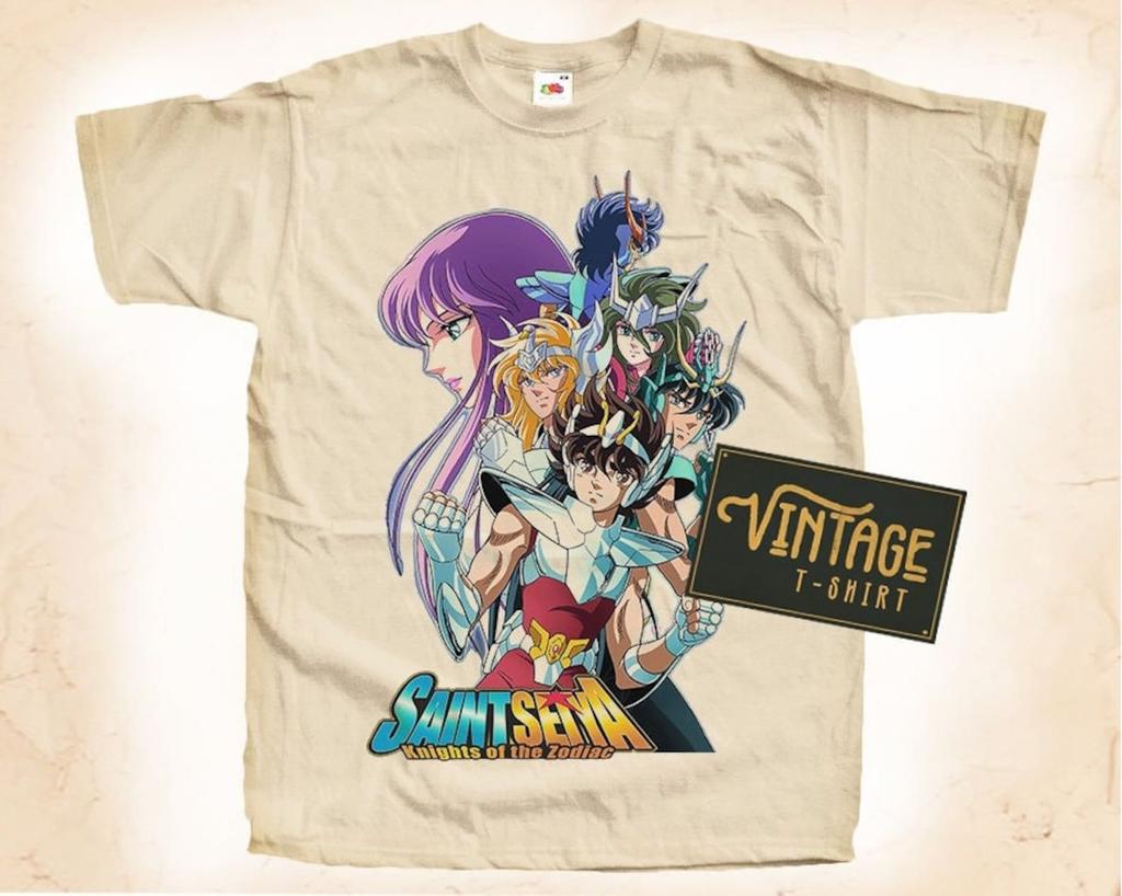 Saint Seiya V1 T-Shirt Vintage Natural Color Men's T-Shirt DTG Digital Print SIZES S M L XL 2XL 3XL 4XL 5XL