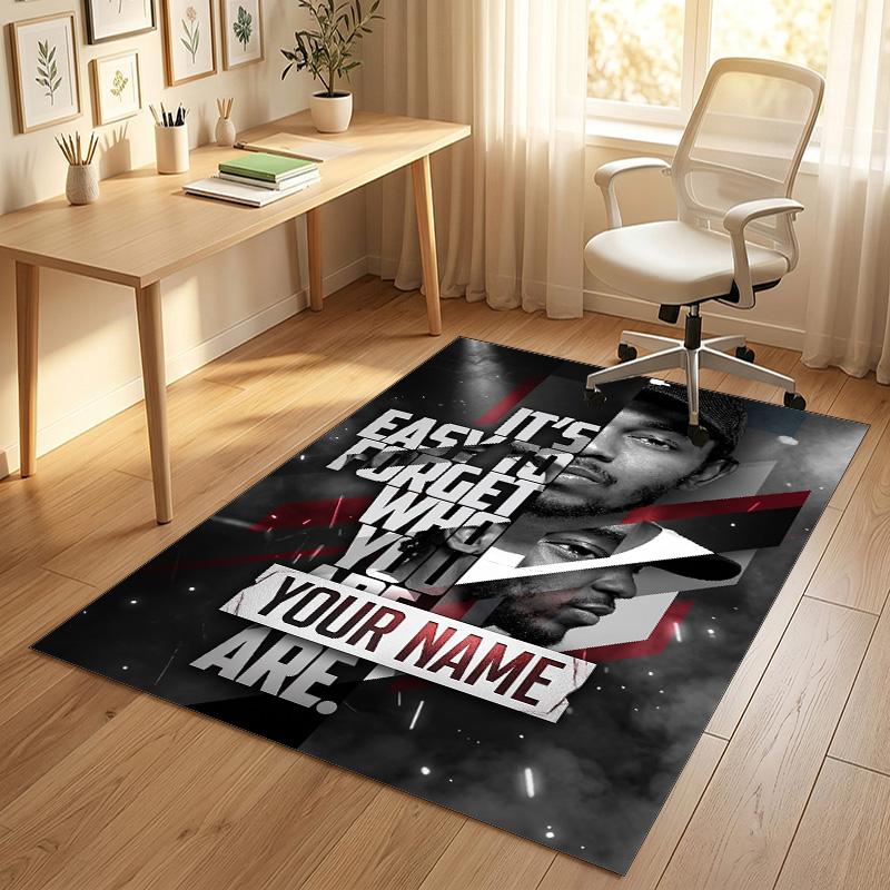 Personalized Crystal Velvet Carpet,Kendrick Lamar Custom Printed Name, Plush Area Rug For Home Indoor Decor