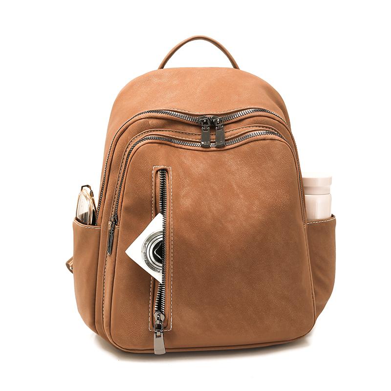Fashion Wommen Backpack Pu Solid Color Travel Backpack Student Schoolbag
