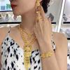 Dubai Wedding Jewelry Set: Ethnic Brass Gold-Plated Necklace, Earrings, Ring, and Bracelet.