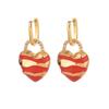 Christmas Red Oil Drop New Love Fringed Striped Ear Buckle Enamel Premium Retro Black Red Temperament Earrings