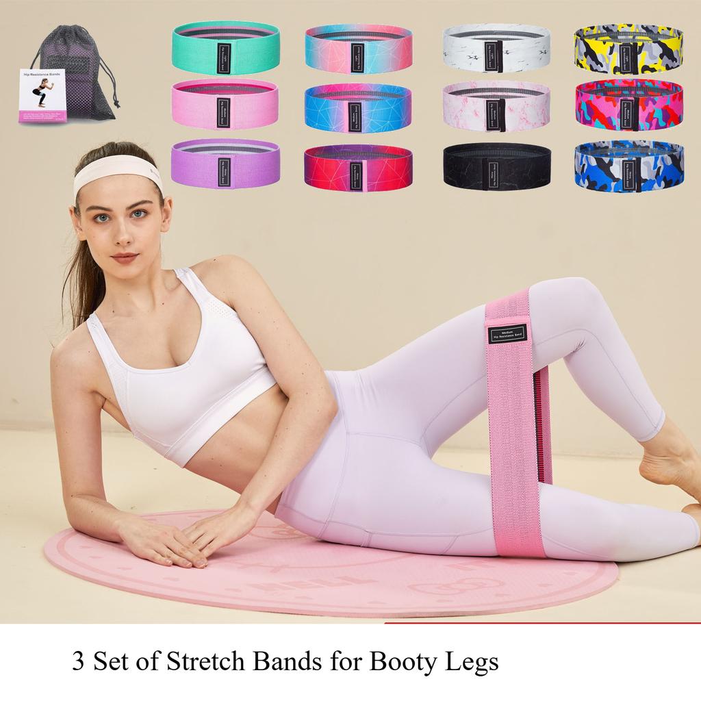 Exercise Workout Bands for Women and Men, 3 Set of Stretch Bands for Booty Legs for Yoga Starter, Pilates Flexbands