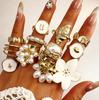 Design Geometric Baroque Pearl Ring Alloy Flower Dripping Branch Ring Set