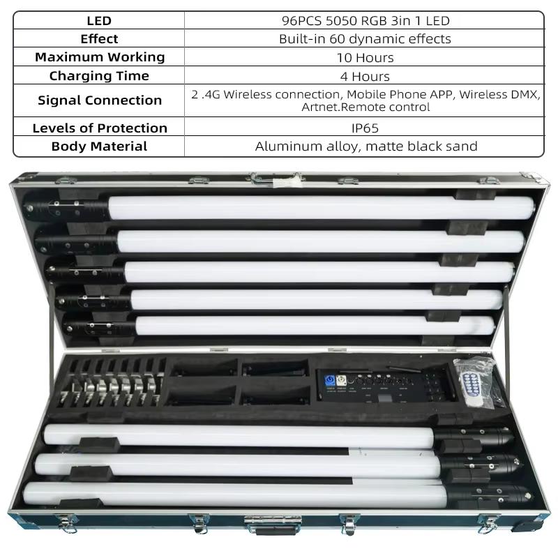 German Warehouse IP65 1.2M LED Tube Dj Battery Wireless DMX Artnet Remote 360 Degree LED Pixel Tube Light for DJ Disco KTV