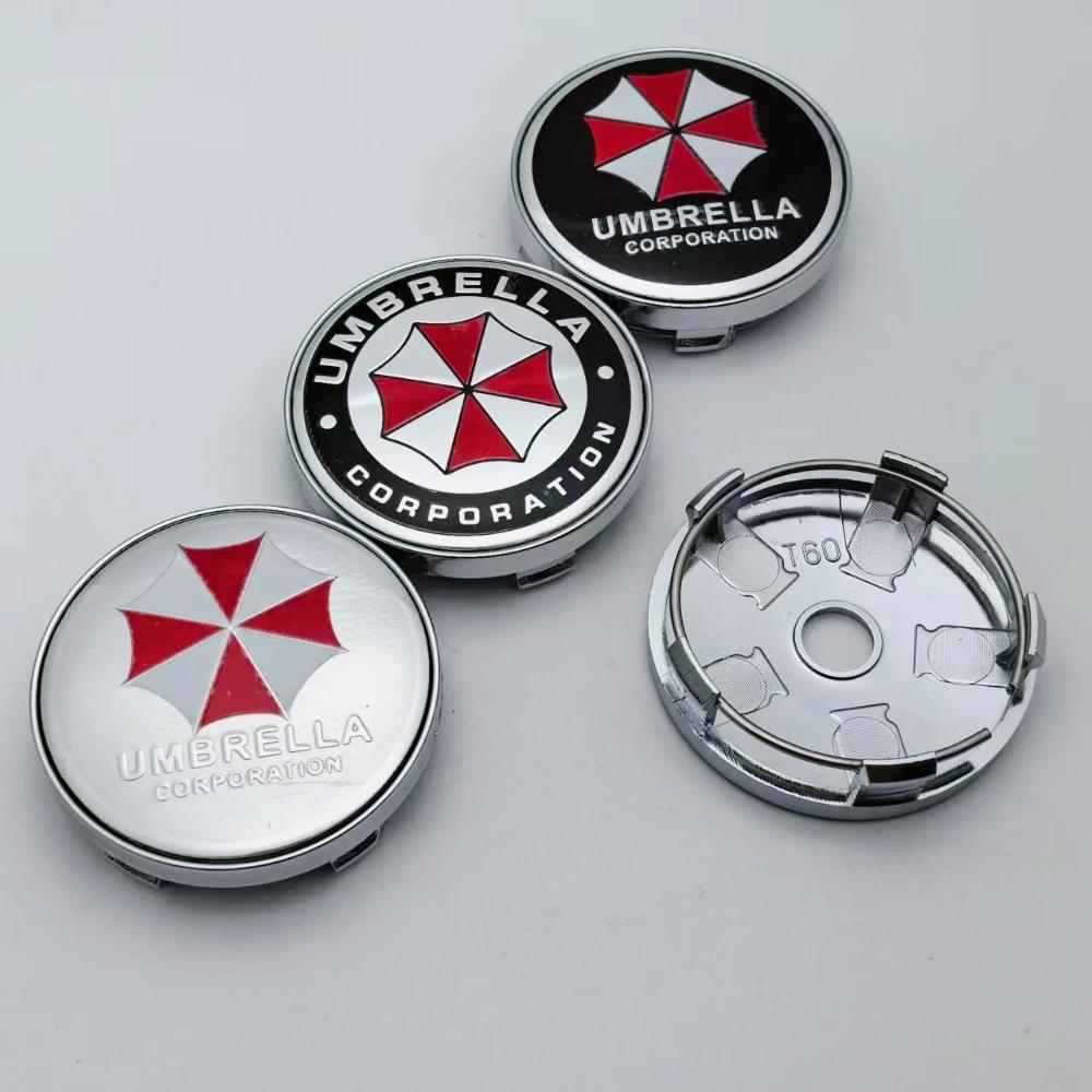 4pcs Umbrella Logo Badge Emblem Car Wheel Center Caps O.D 60MM Clips 56MM Wheels Hub Cap Rim Hubcaps Dust Cover Car Accessories