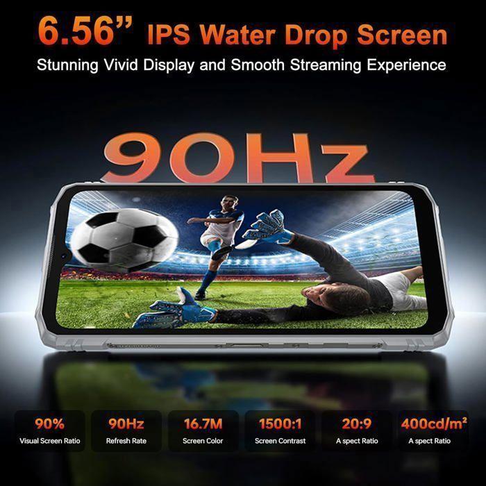 DOOGEE Blade 10 Pro Energy Telephone Portable Incassable Android 15 32Go+256Go Smartphone Incassable 6.56” 6150mAh IP68/4G/NFC Noir