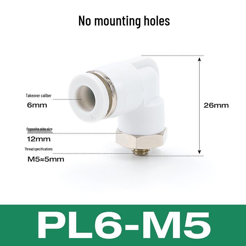 Premium White Male Thread Elbow PL8-02 Pneumatic Connector, 4-M5/6-01/10-03/12-04 Air Tube