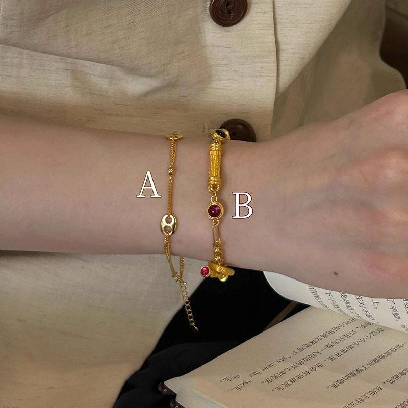 Hot Selling Retro Ruby Cylinder Bracelet Women s High-end Elegant Stacked Pig Nose Bracelet