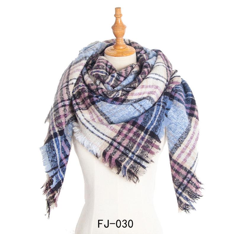 European & American Autumn/Winter Thick Double-Sided Plaid Scarf & Shawl for Women