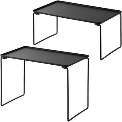 Yamazaki Tower Folding Stackable Shelves, M and L Sizes (Set of 2), Under-Sink Storage, Black, 1368 and 1370